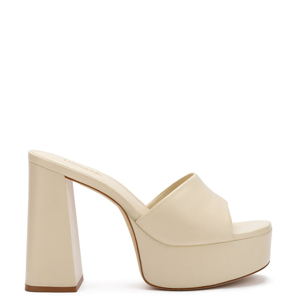 Dolly Mule In Ivory Leather | Over The Moon