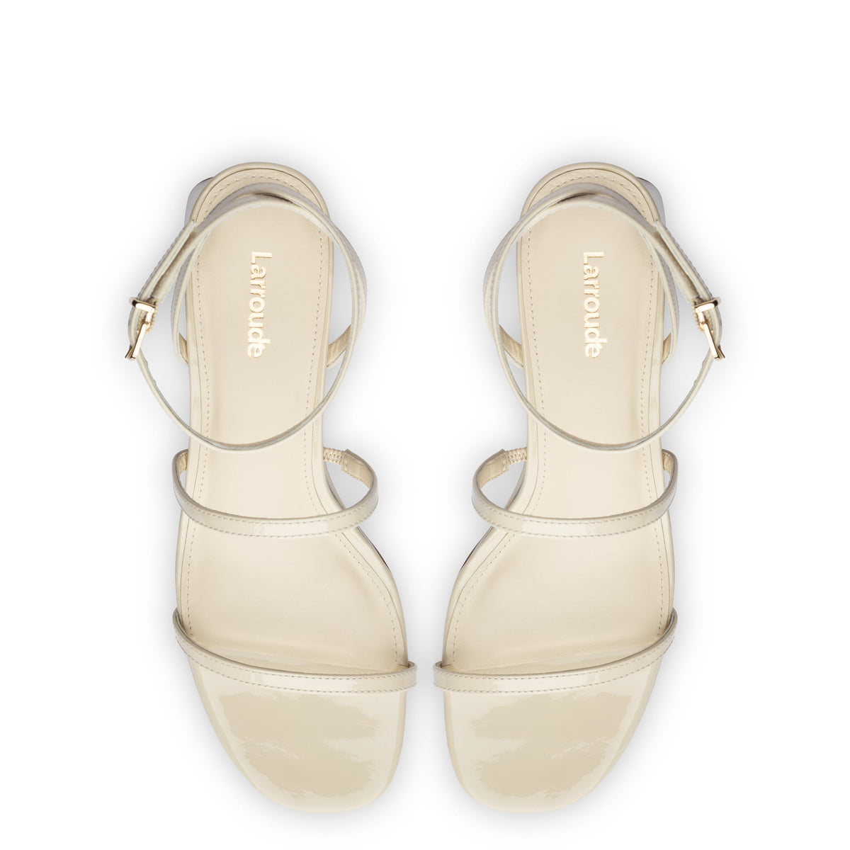 Gio Sandal In Ivory Patent Leather