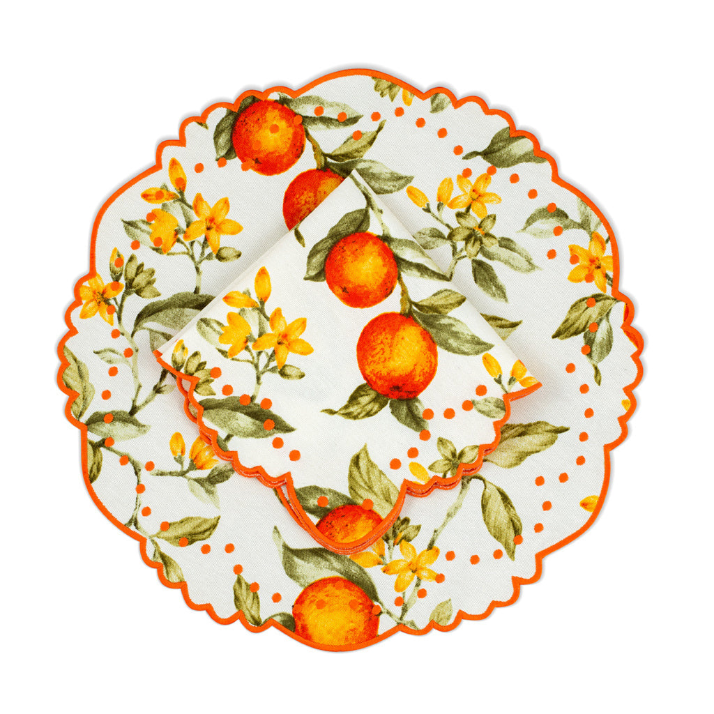 Berenice Orange Blossom Placemat and Napkin Set