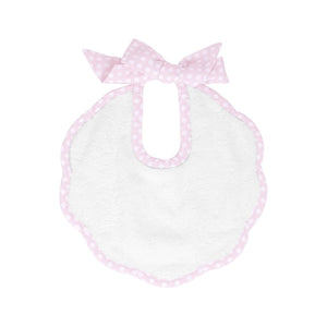 Scalloped Bib In Dusty Pink Gingham