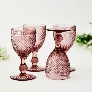 Small Blush Vintage Wine Glass, Set of 4