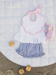 Scalloped Bib In Dusty Pink Gingham