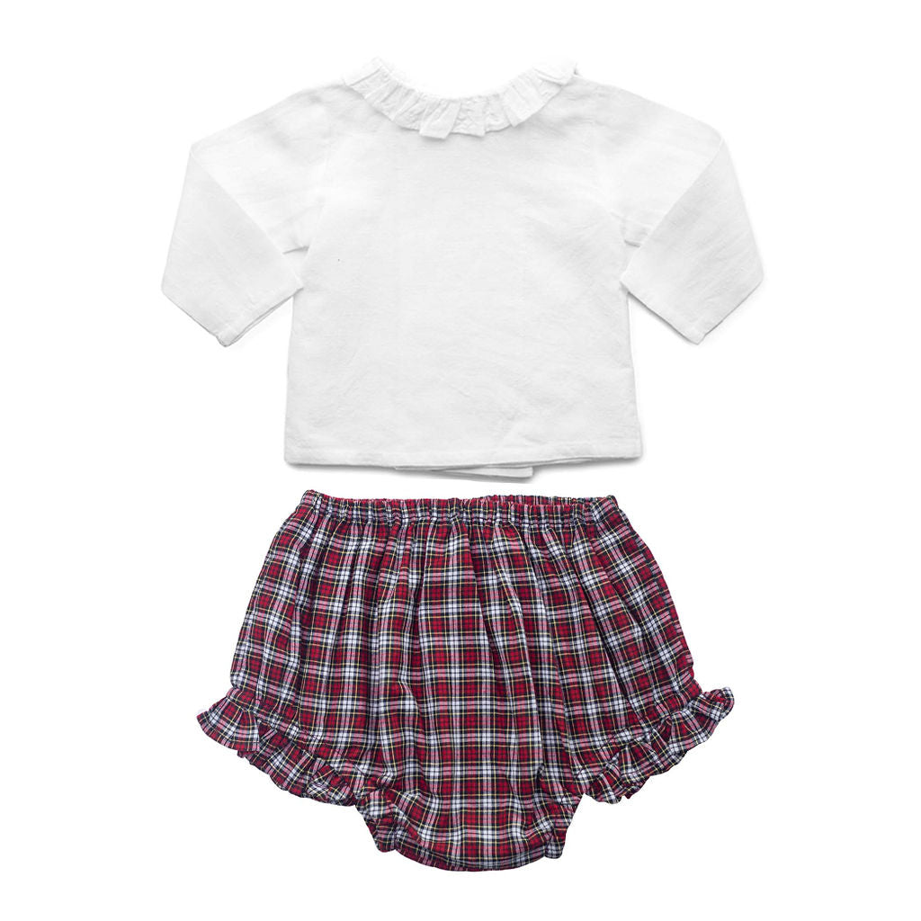 Double Button Frill Blouse And Tartan Frill Bloomer Holiday Gift Set