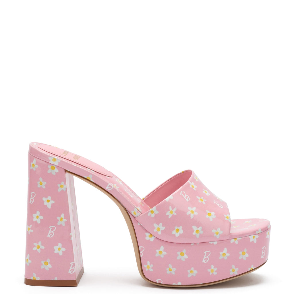 Larroudé x @barbiestyle™ Dolly Mule In Pale Pink Floral Patent Leather ...