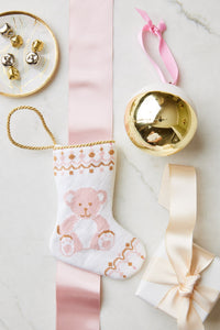 Shuler Studio Bear-y Christmas Bauble Stocking in Pink