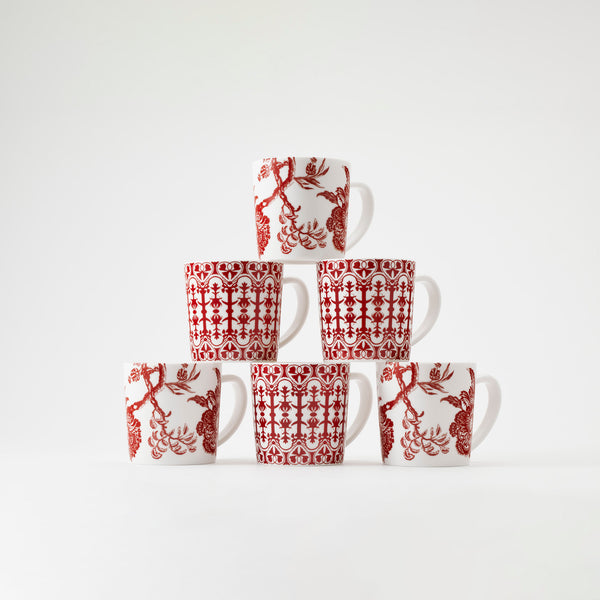 Crimson coffee mug set