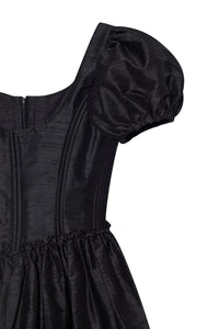 The Chloe Dress in Black Silk Dupioni