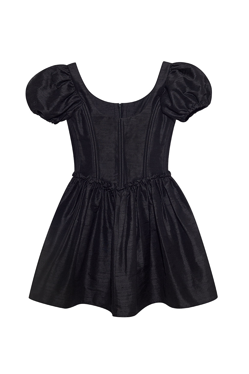 The Chloe Dress in Black Silk Dupioni Black / XS The Chloe Dress in Black Silk Dupioni Black / XS