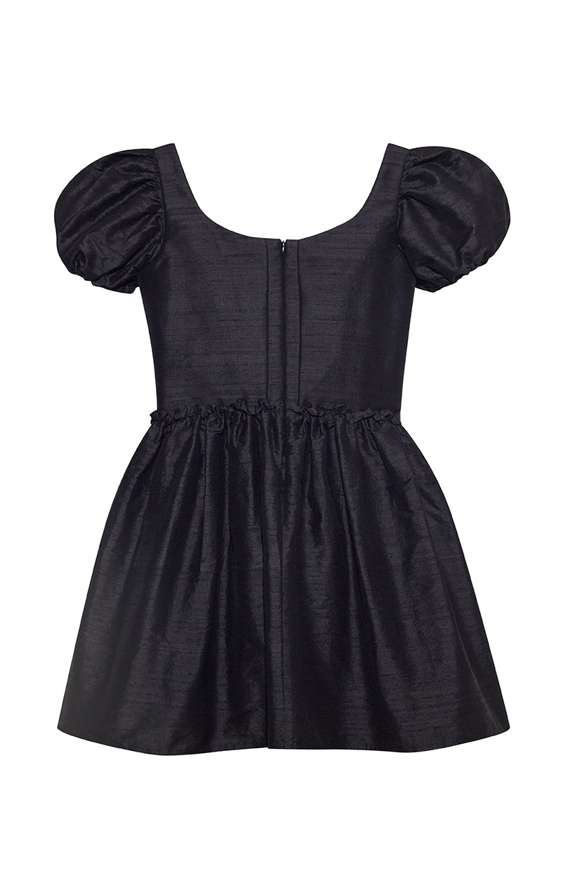 The Chloe Dress in Black Silk Dupioni