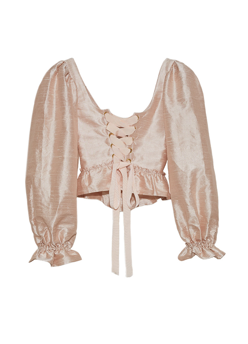 The Sofia Corset Top in Ballet Slipper Silk Dupioni