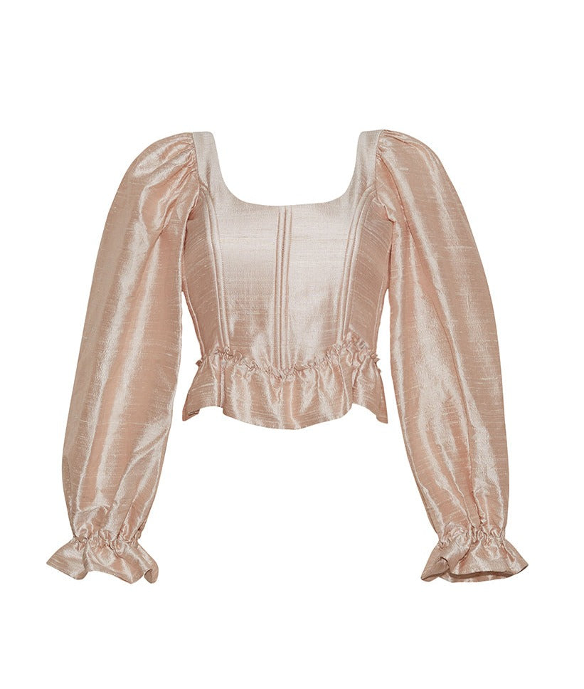 The Sofia Corset Top in Ballet Slipper Silk Dupioni