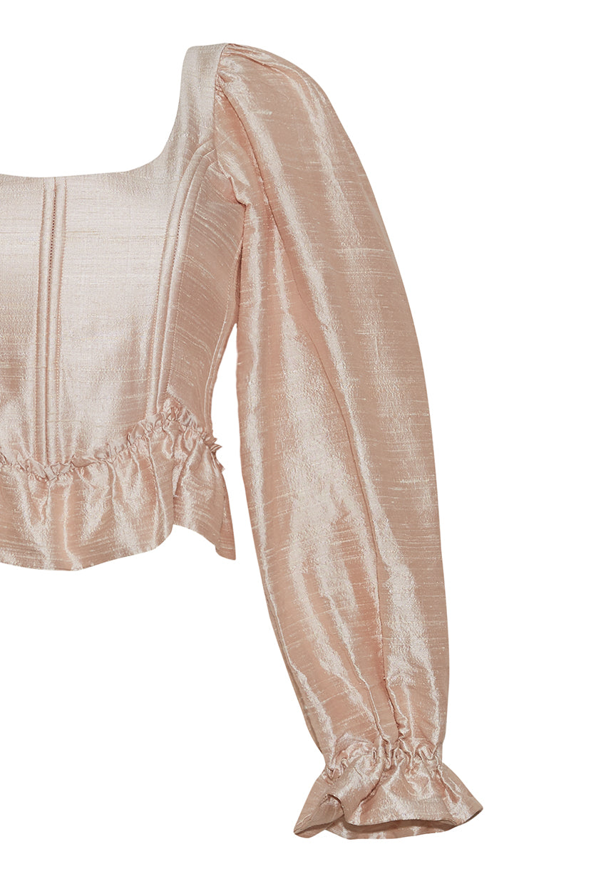 The Sofia Corset Top in Ballet Slipper Silk Dupioni