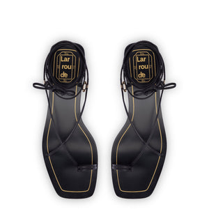 Portofino Flat Sandal In Black Leather