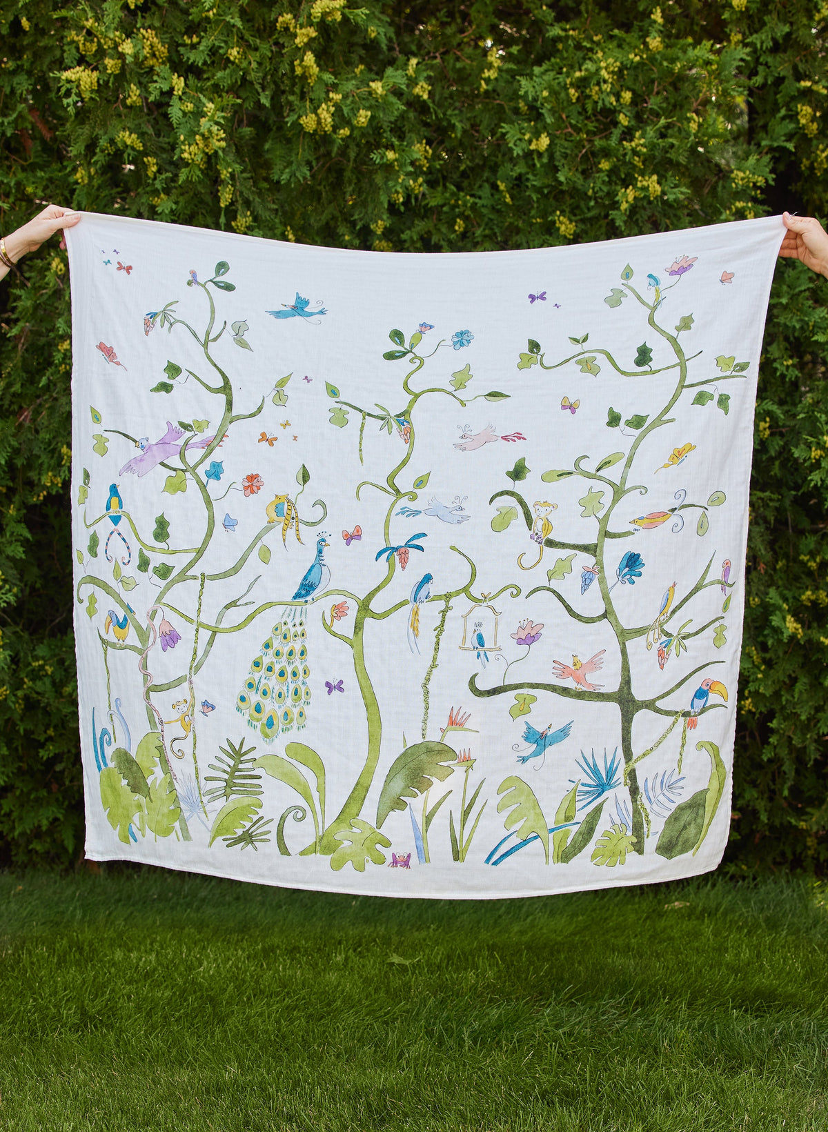 Tropical Chinoiserie Shawl Blanket