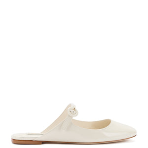Blair Flat Mule in Ivory Patent Leather
