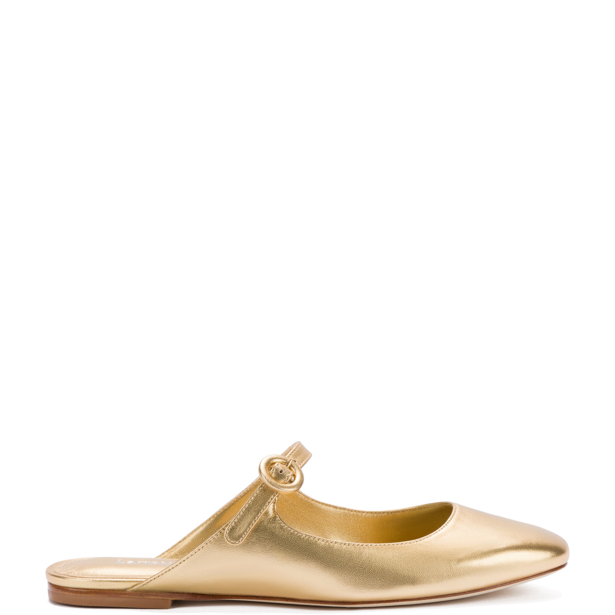 Blair Flat Mule in Gold Metallic Leather