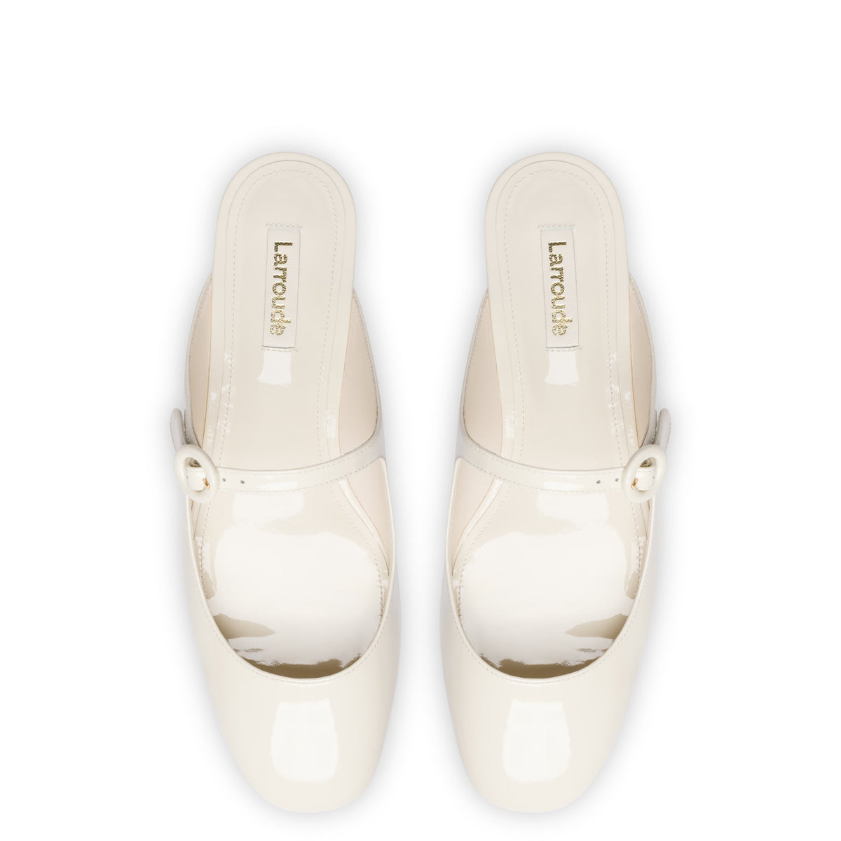 Blair Flat Mule in Ivory Patent Leather