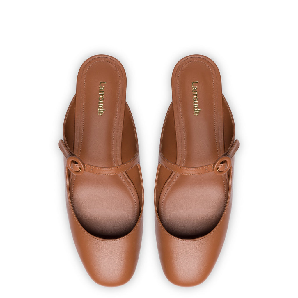 Blair Flat Mule in Caramel Leather