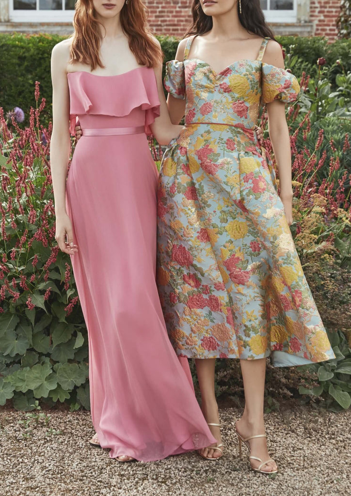 Rose pink chiffon dress deals