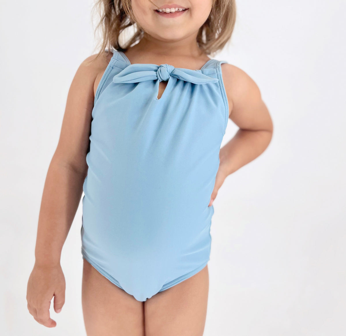 Girls Freshwater Blue Gathered One Piece