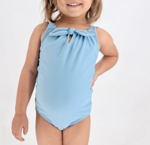 Girls Freshwater Blue Gathered One Piece