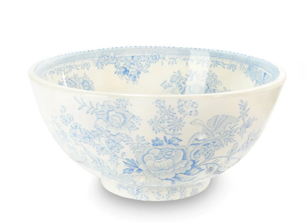 Blue Asiatic Pheasants Footed Bowl 8"