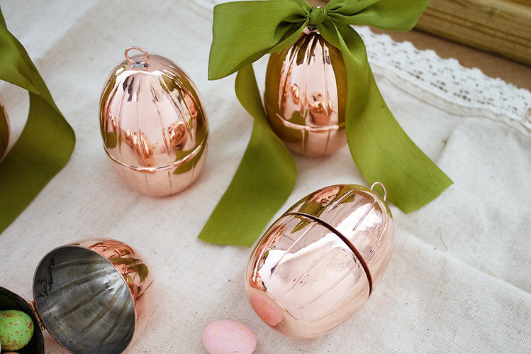 CMK Vintage Inspired Copper Handmade Egg Ornaments, Set of 4