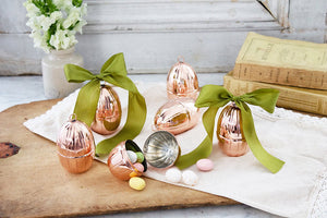 CMK Vintage Inspired Copper Handmade Egg Ornaments, Set of 4