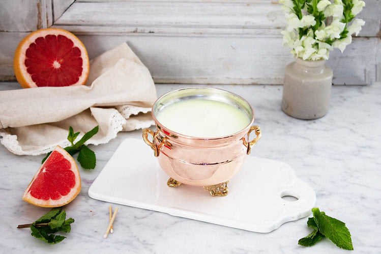 CMK Vintage French Inspired Grapefruit Mint Jardiniere Candle