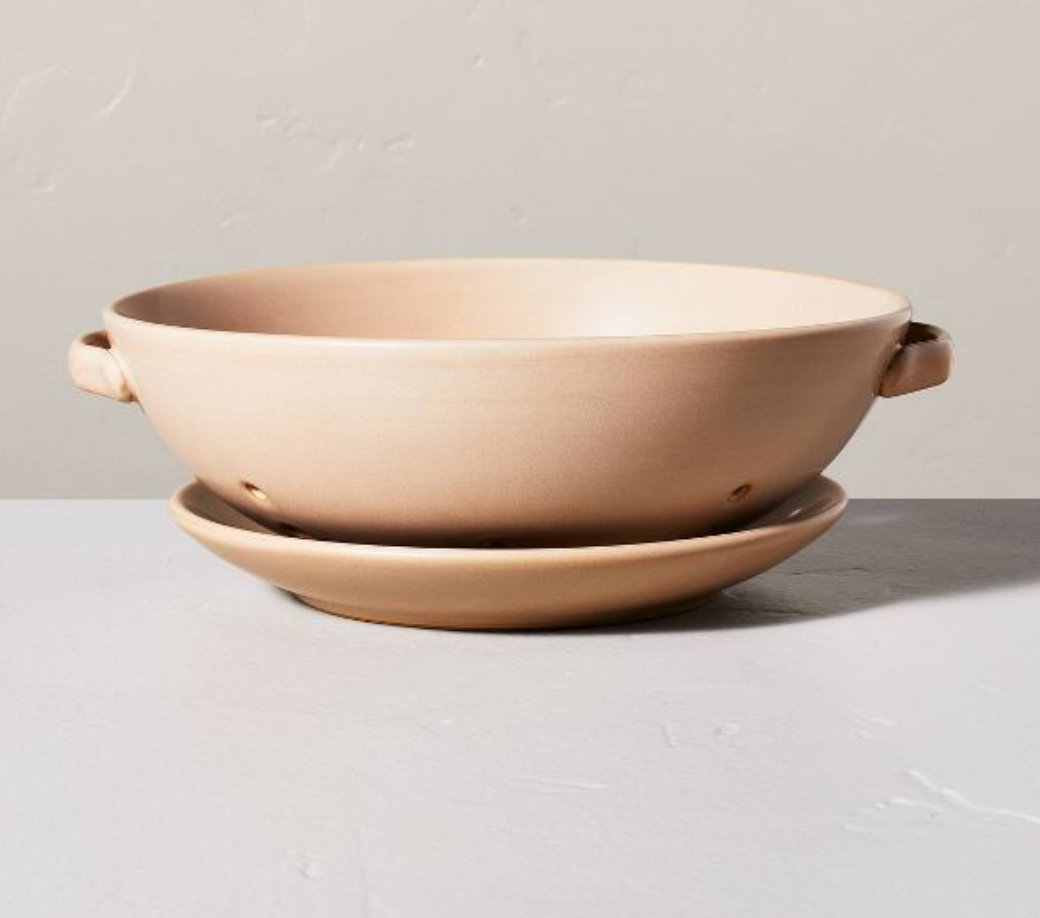 50oz Stoneware Berry Bowl & Saucer Sunset Taupe - Hearth & Hand™ with Magnolia