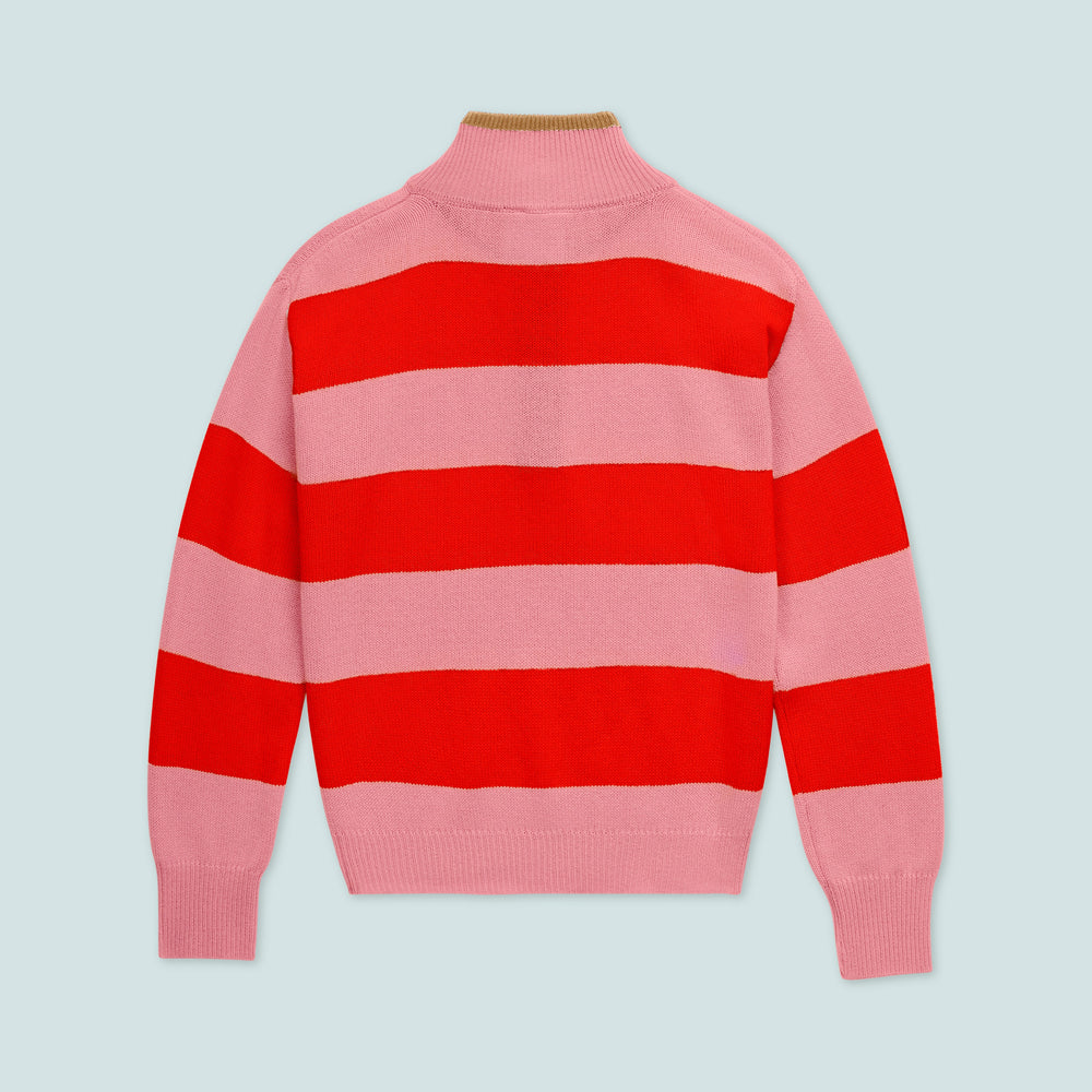 The Diana Sweater in Colorblock Pink and Red