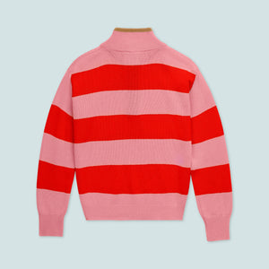 The Diana Sweater in Colorblock Pink and Red