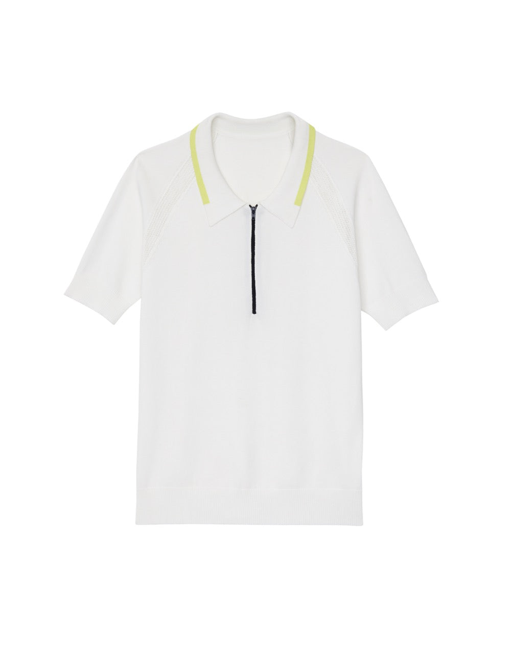 Zip Front Knit Polo in White