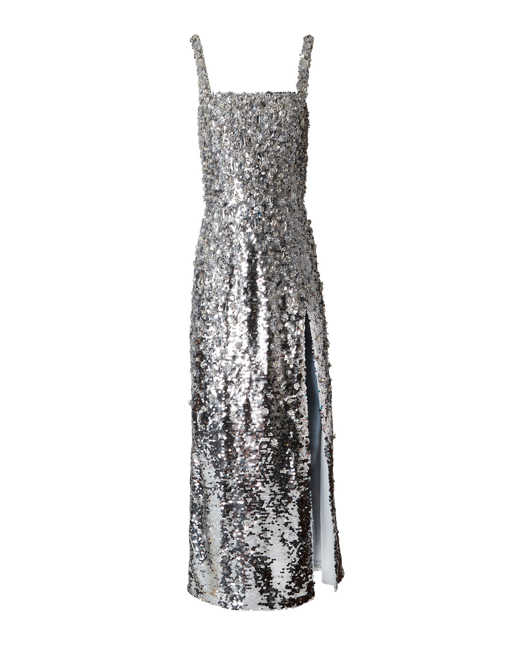 Carolina Herrera Women's Embellished Side-Slit Midi-Dress - Silver - Size 10 Carolina Herrera Women's Embellished Side-Slit Midi-Dress - Silver - Size 10