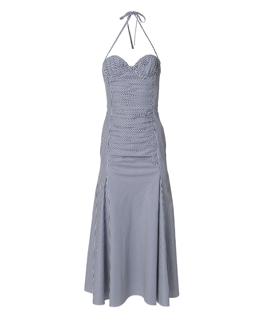 Halter Strap Bustier Striped Dress
