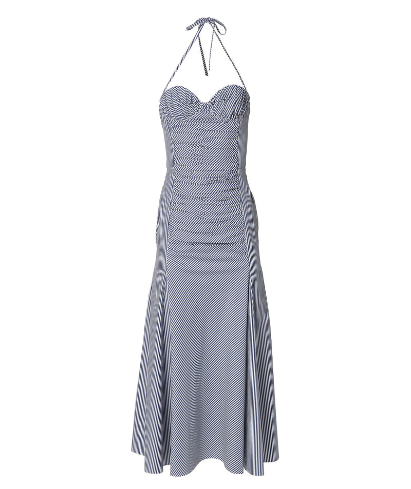 Halter Strap Bustier Striped Dress