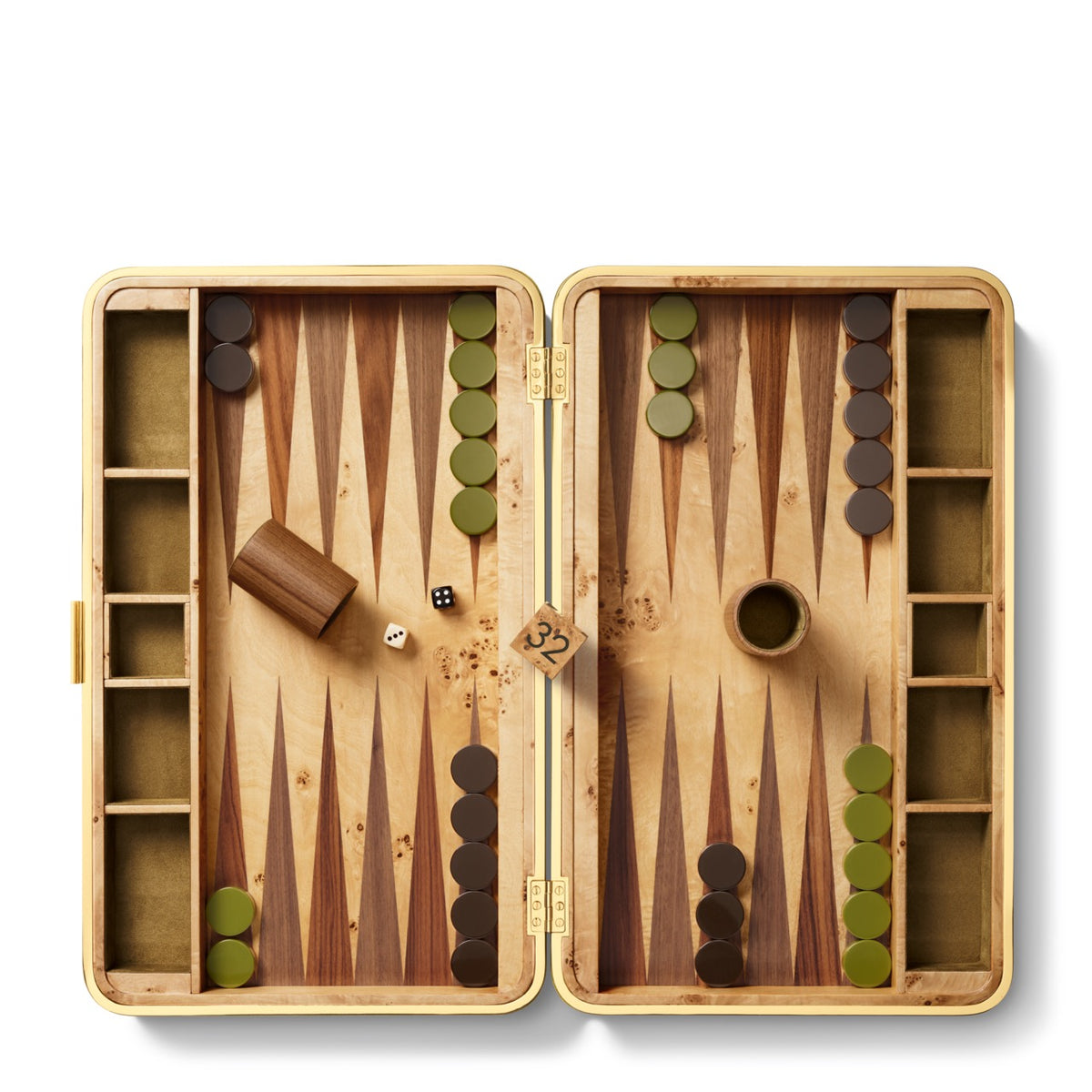 Velvet Backgammon Set in Moss