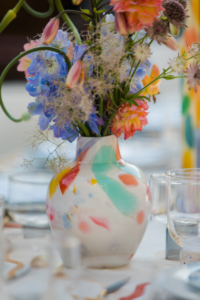 Colorblock Confetti Glass Vase | Over The Moon