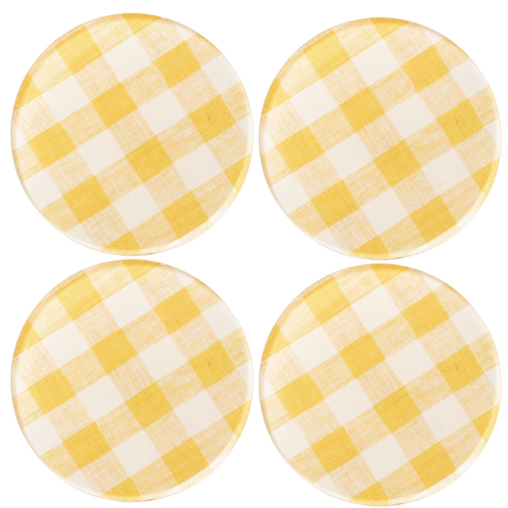 Wadsworth Goldenrod Gingham Coaster Set