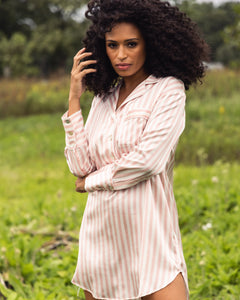 Women’s Pink Stripe Silk Nightshirt