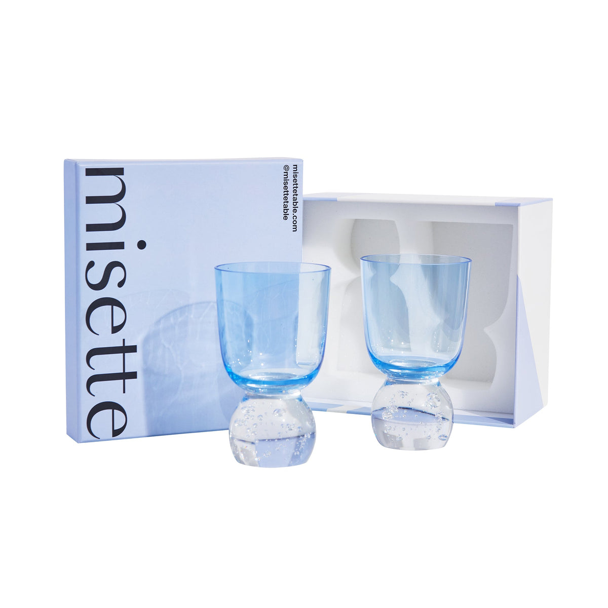 Bubble Glass Tumblers in Candy Blue, Set of 2
