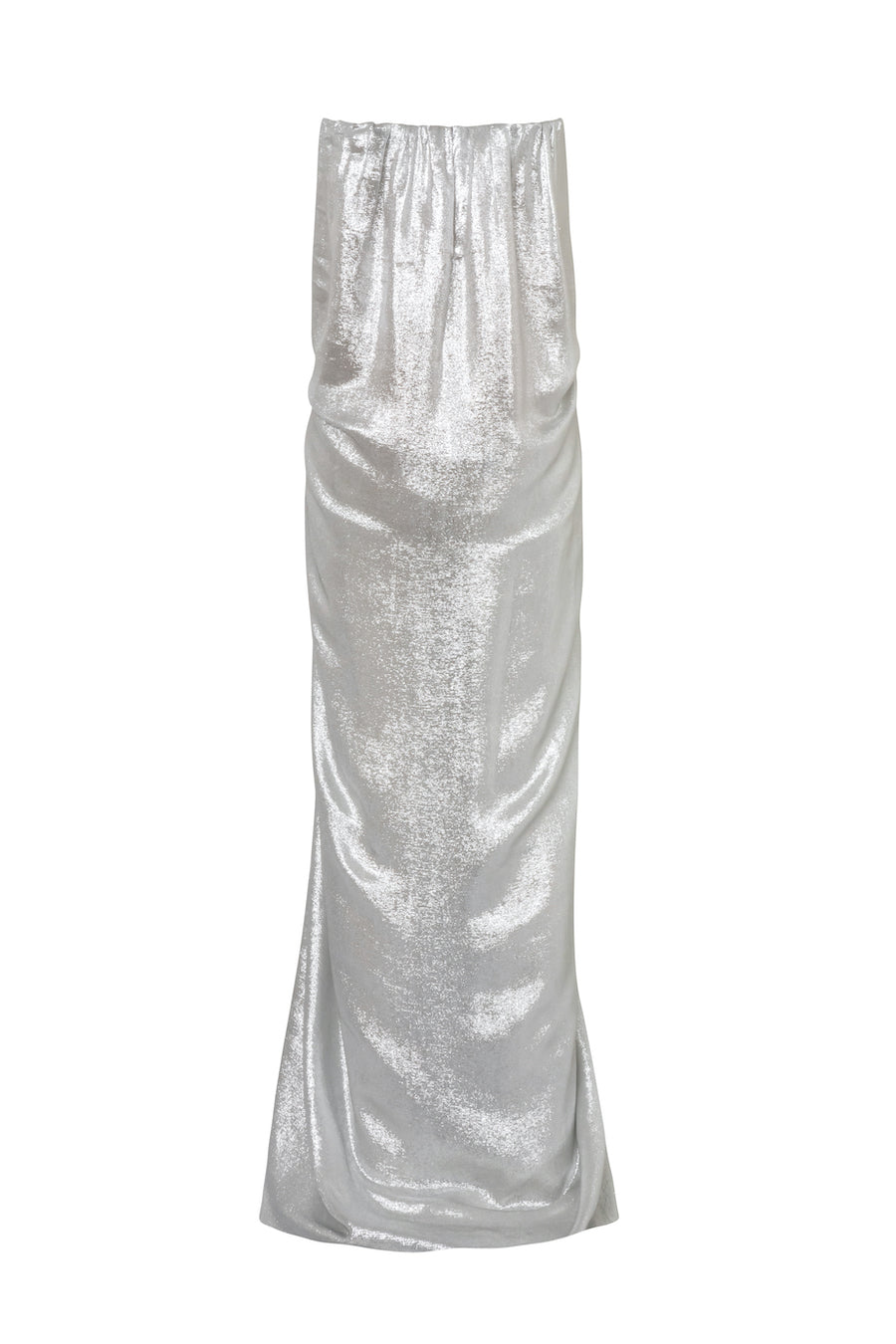 Front view of Column Dress showcasing chic knot effect and natural drape against a white background