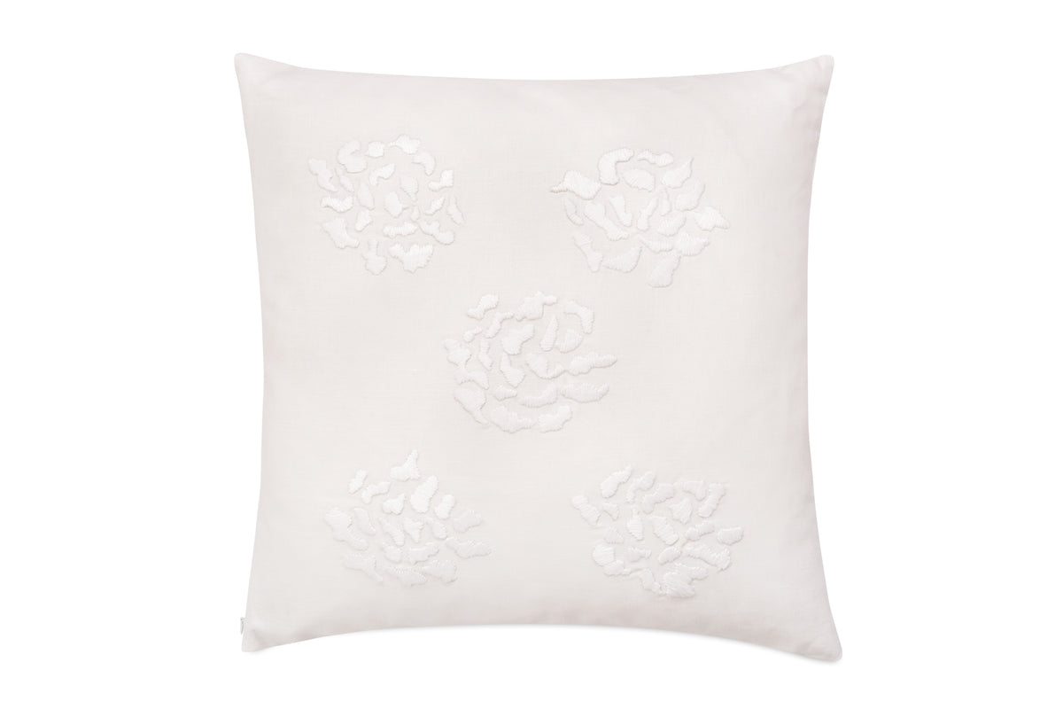 White Embroidered Linen Pillow