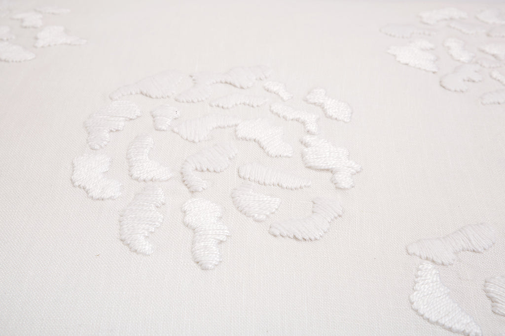 White Embroidered Linen Pillow
