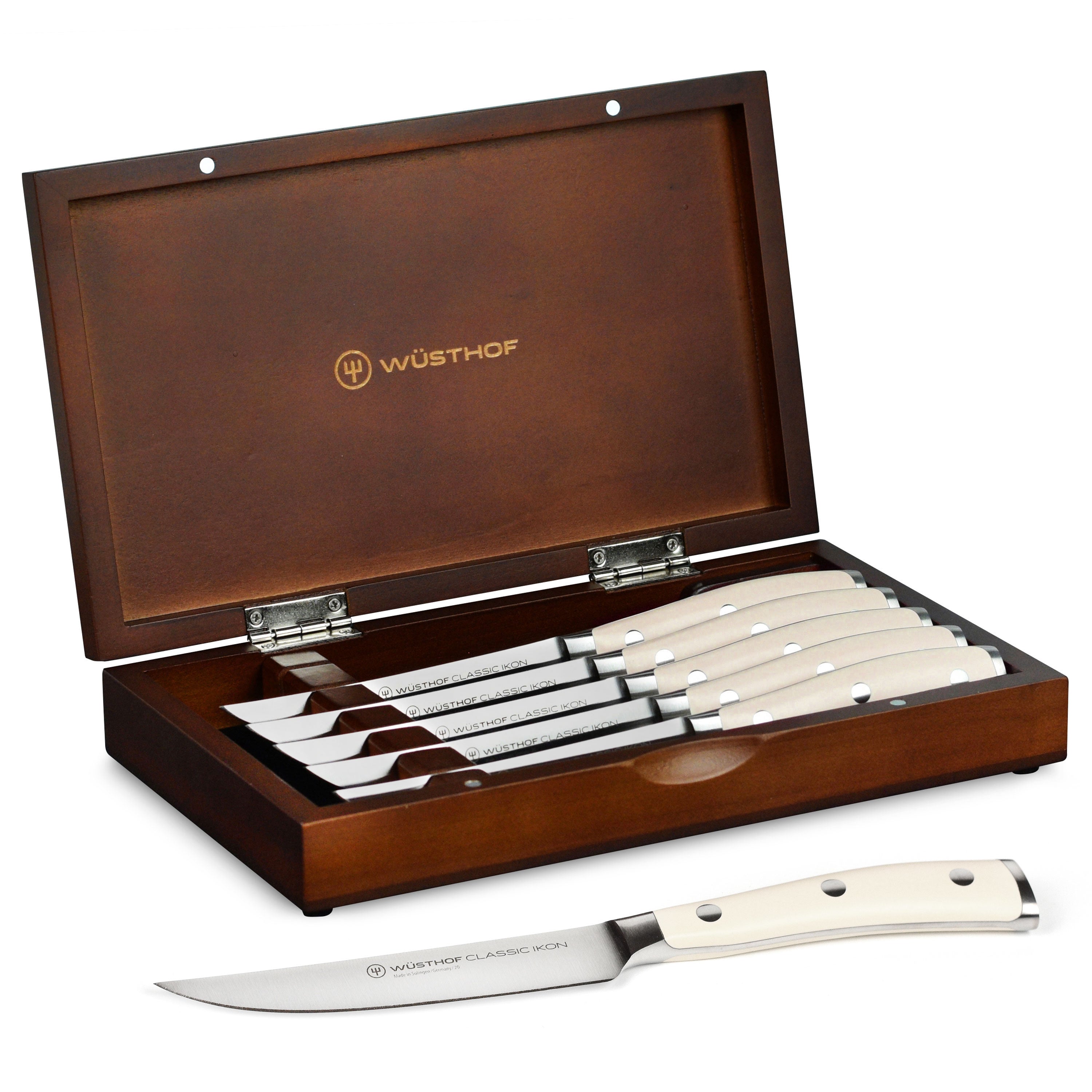 Wusthof Classic Ikon Creme Steak Knife Sets with Wood Case