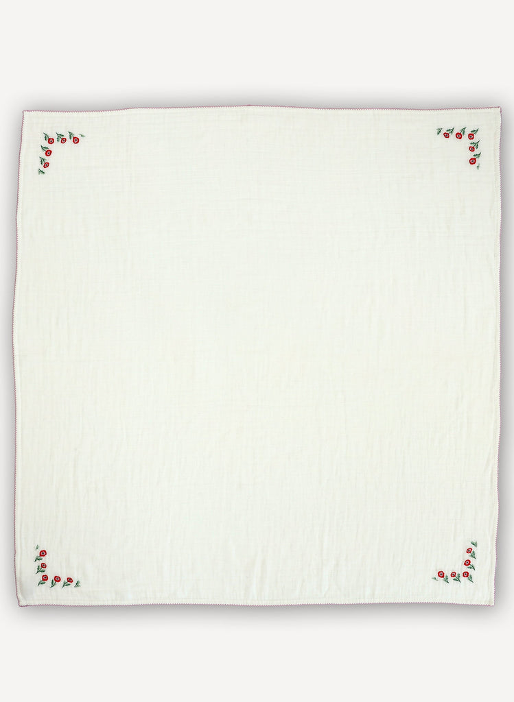 Poppy Embroidered Shawl Blanket