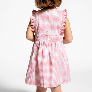 Girl's Pink Guava Gingham Pinafore Dress