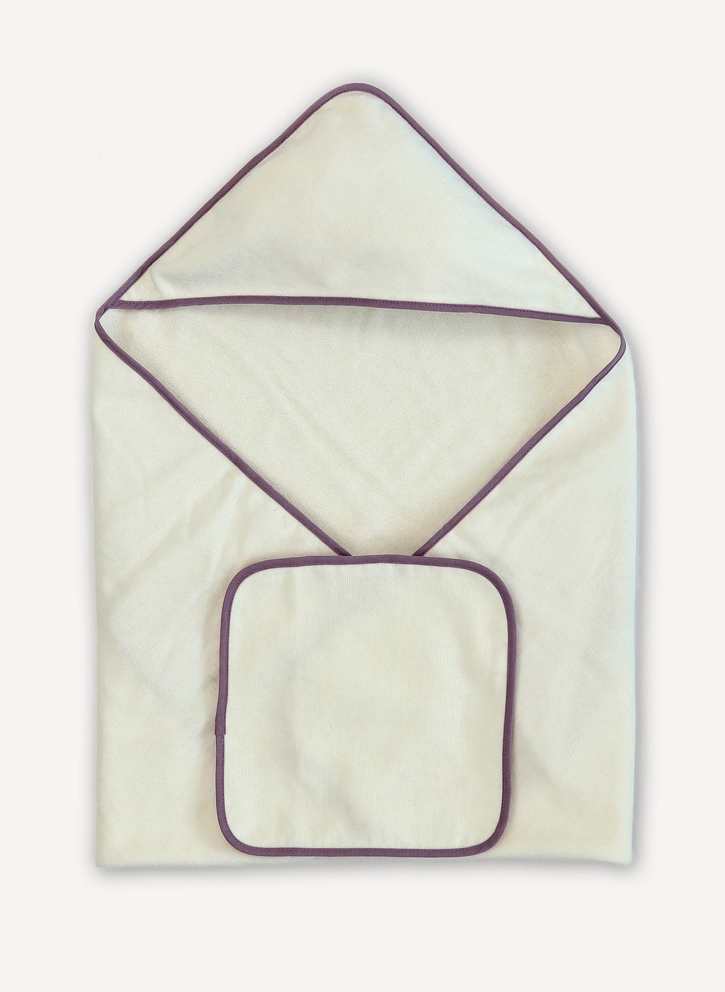 Piped Hooded Bath Towel and Washcloth Set