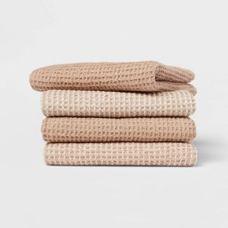 4pk Cotton Waffle Dishcloths - Threshold™ (Taupe)