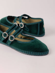 Double Lace Flat in Musgo